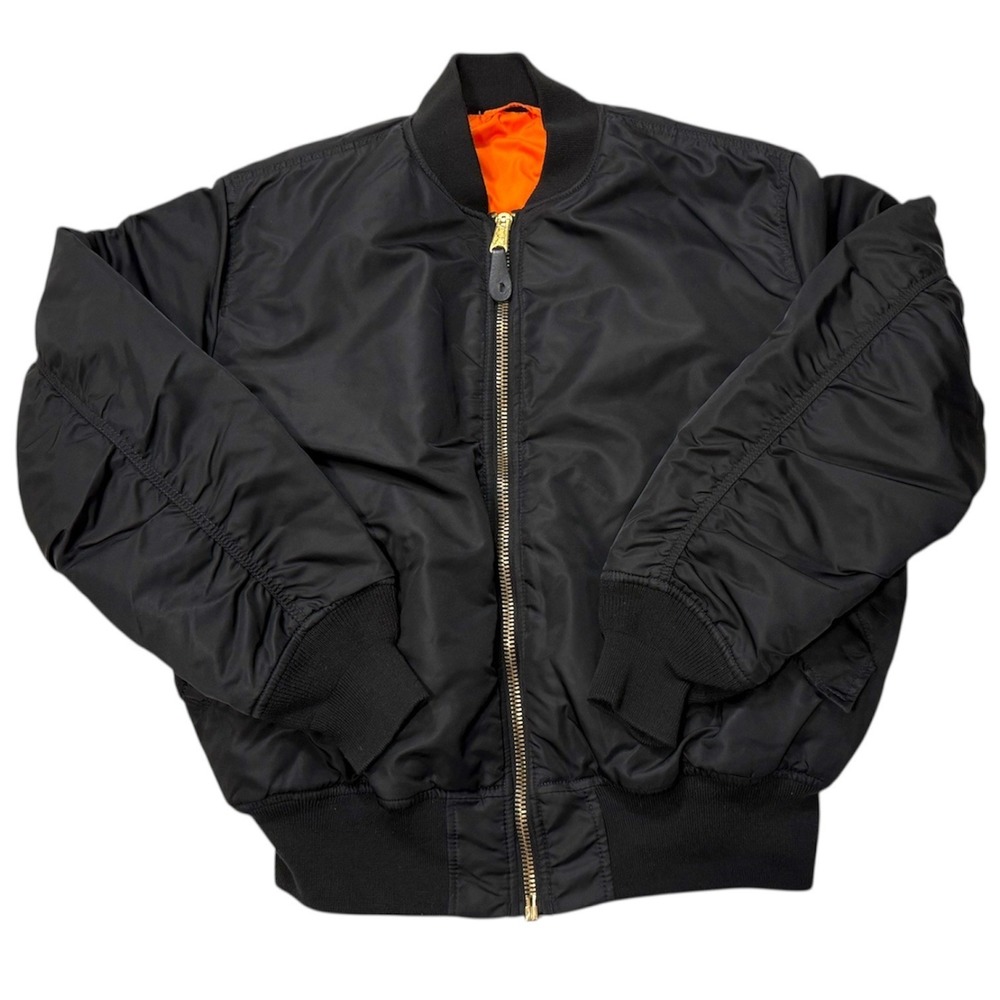 Alpha Industries MA1 Bomber Jacket Reversible Black Orange Flight USA Men L‎